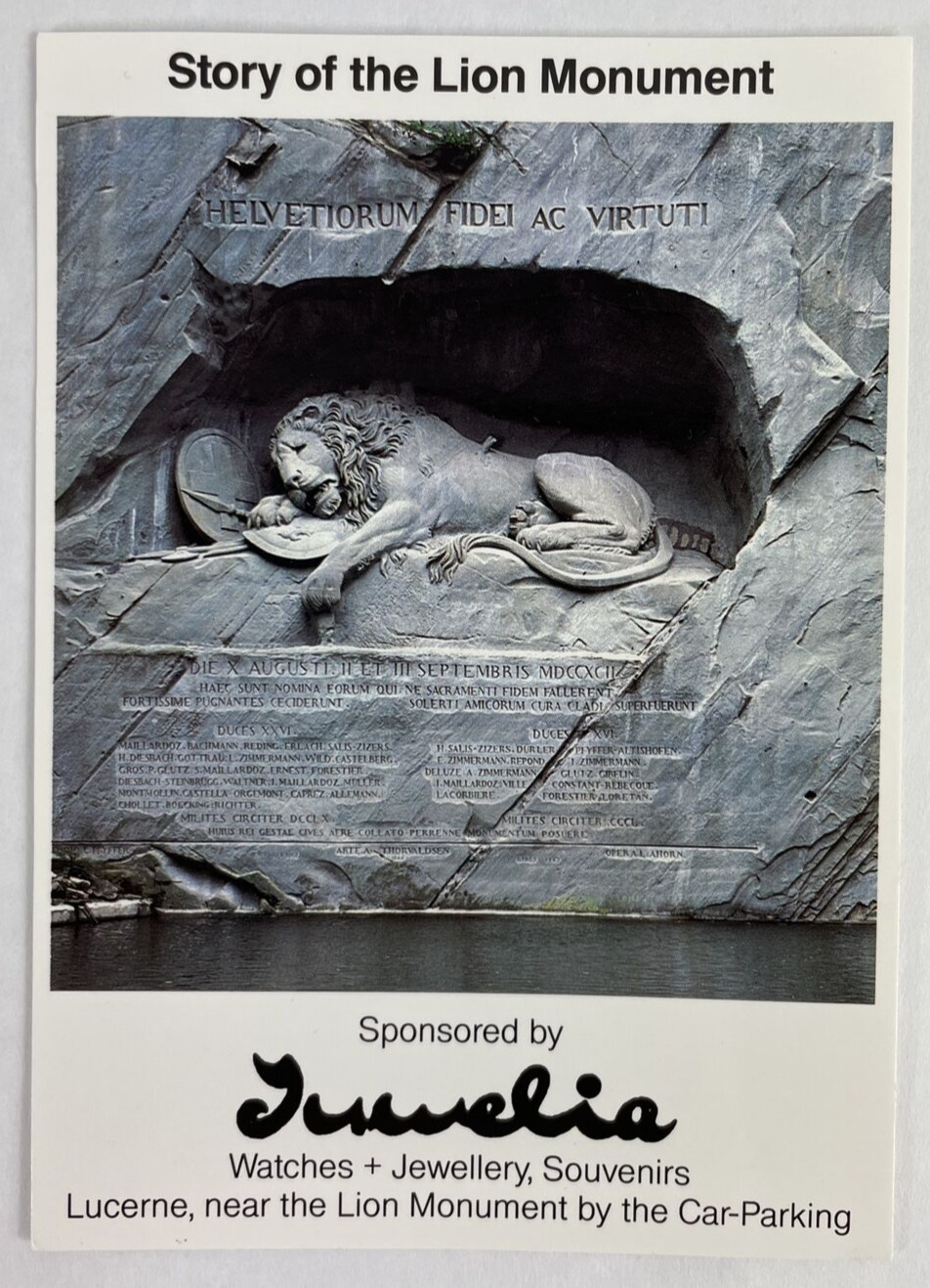 Vintage 1994 Story of the Lion Monument Card France