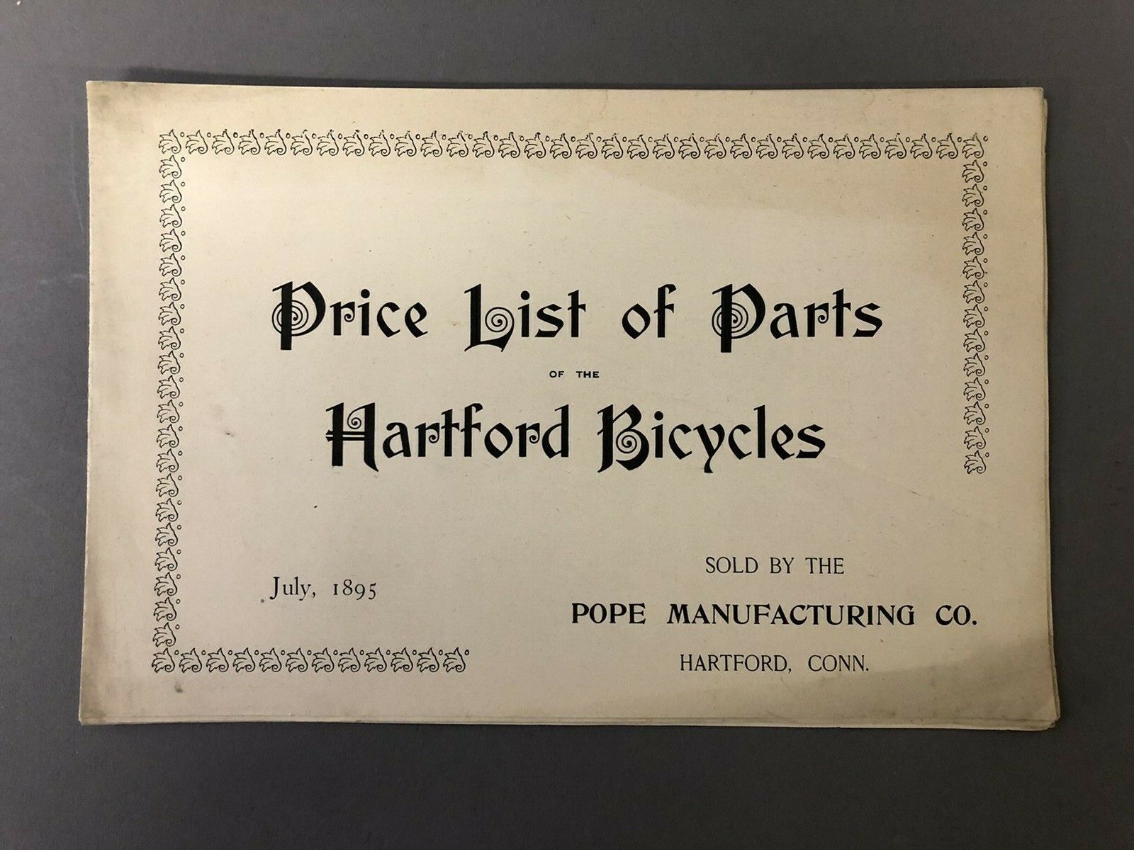 July 1895 Price List Of Parts Of The Hartford Bicycles 6\