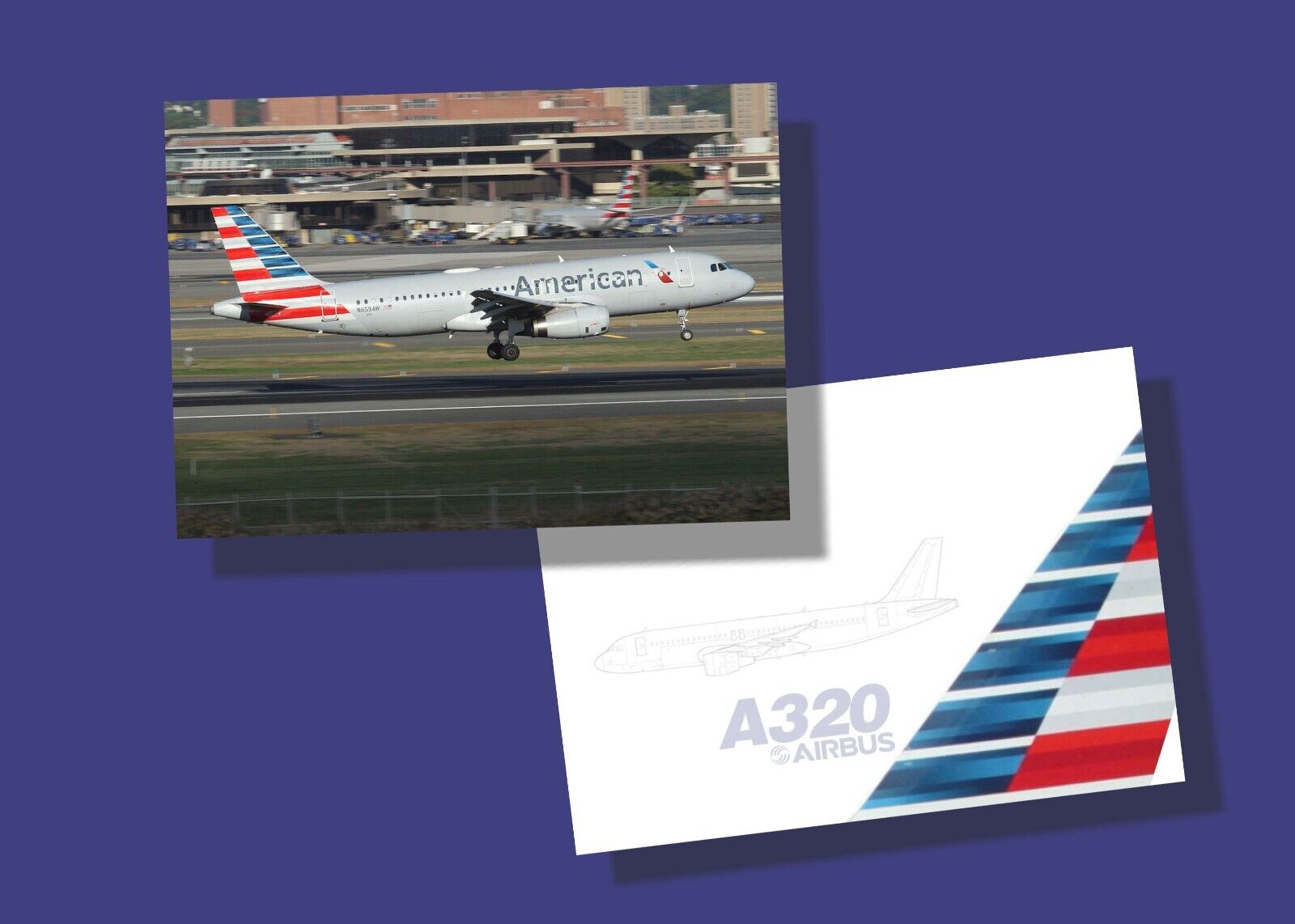 American Airlines Trading Cards Airbus A320 - Set of 50 - 