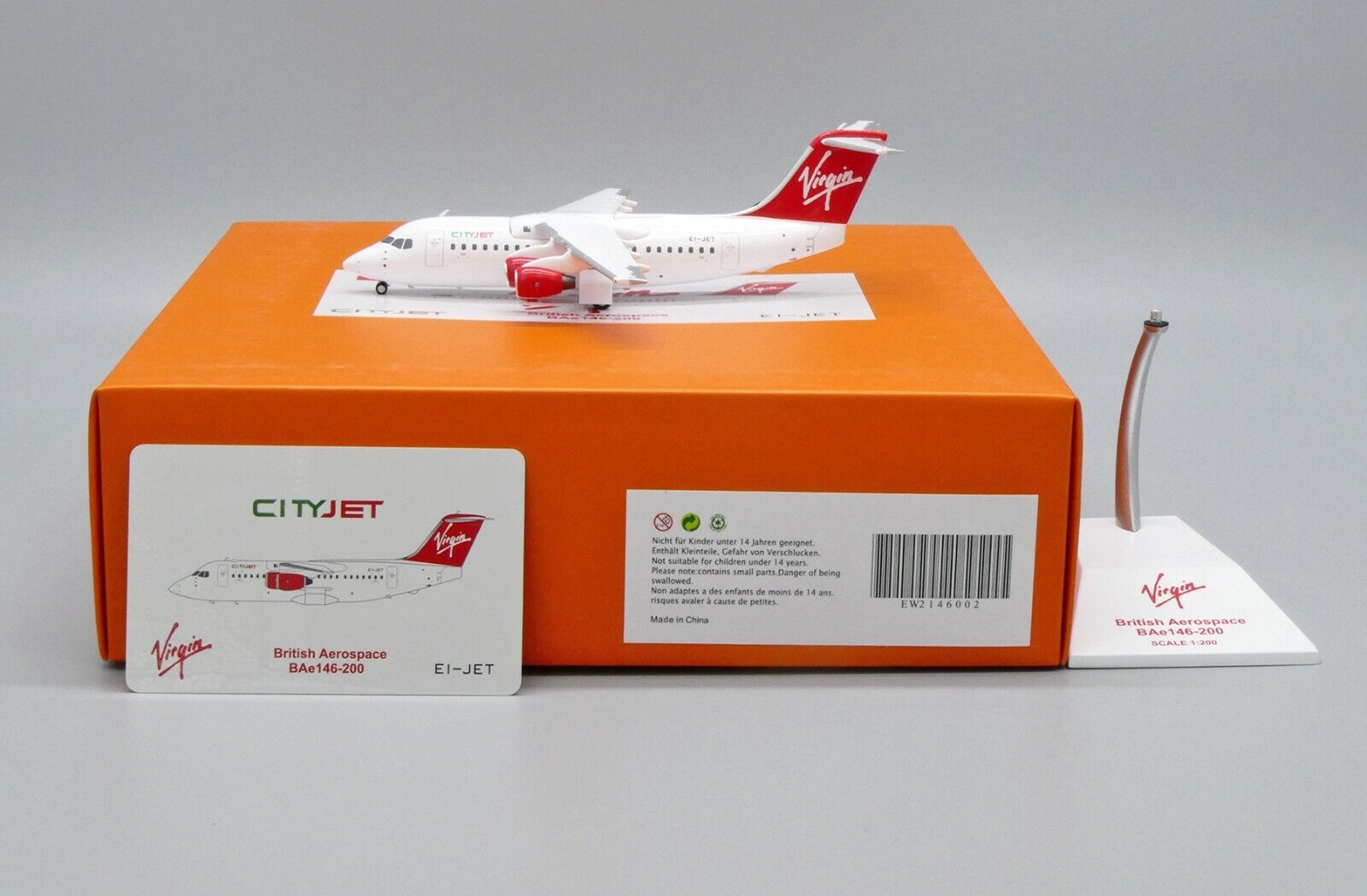 CityJet BAe146-200 Reg: EI-JET EW Wings Scale 1:200 Diecast model EW2146002