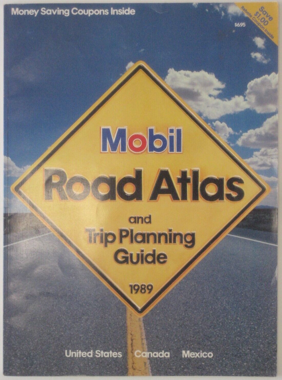 Large-Format 1989 MOBIL OIL ROAD ATLAS United States Canada Mexico Gousha Maps