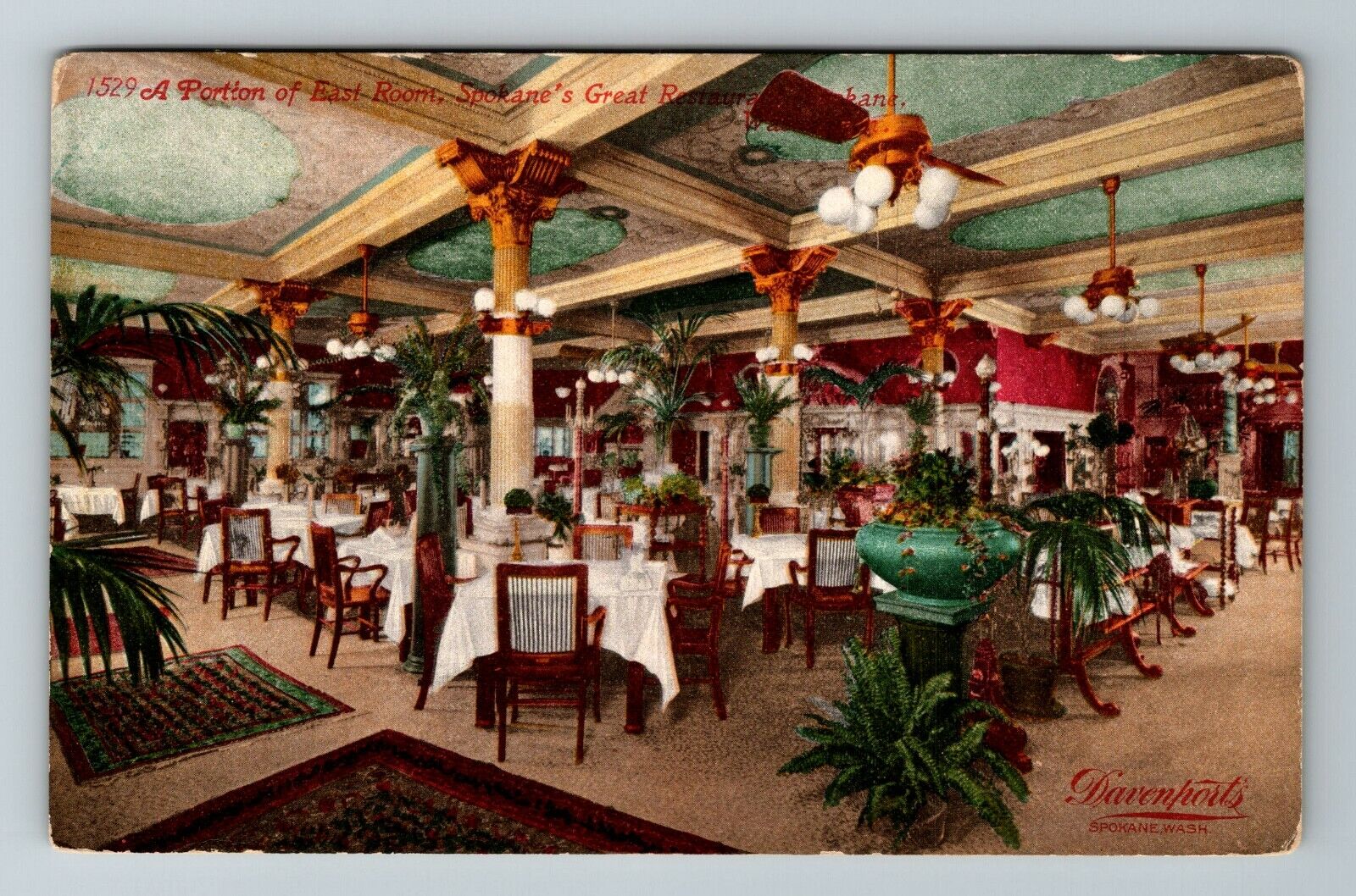 Spokane WA-Washington, East Room Spokane Restaurant, Vintage Postcard