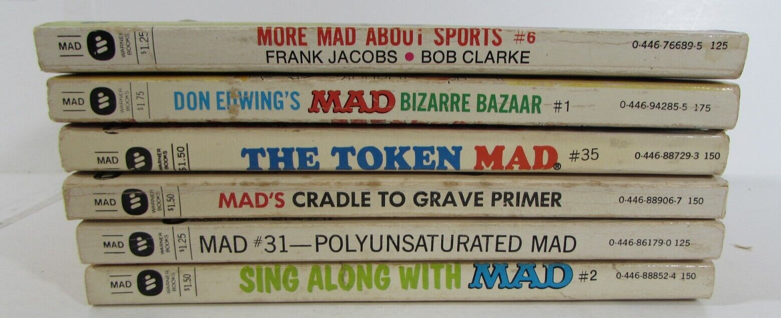 Lot of 6 Vintage MAD Magazine Paperback  Books  Alfred E Neumann Sing Along book