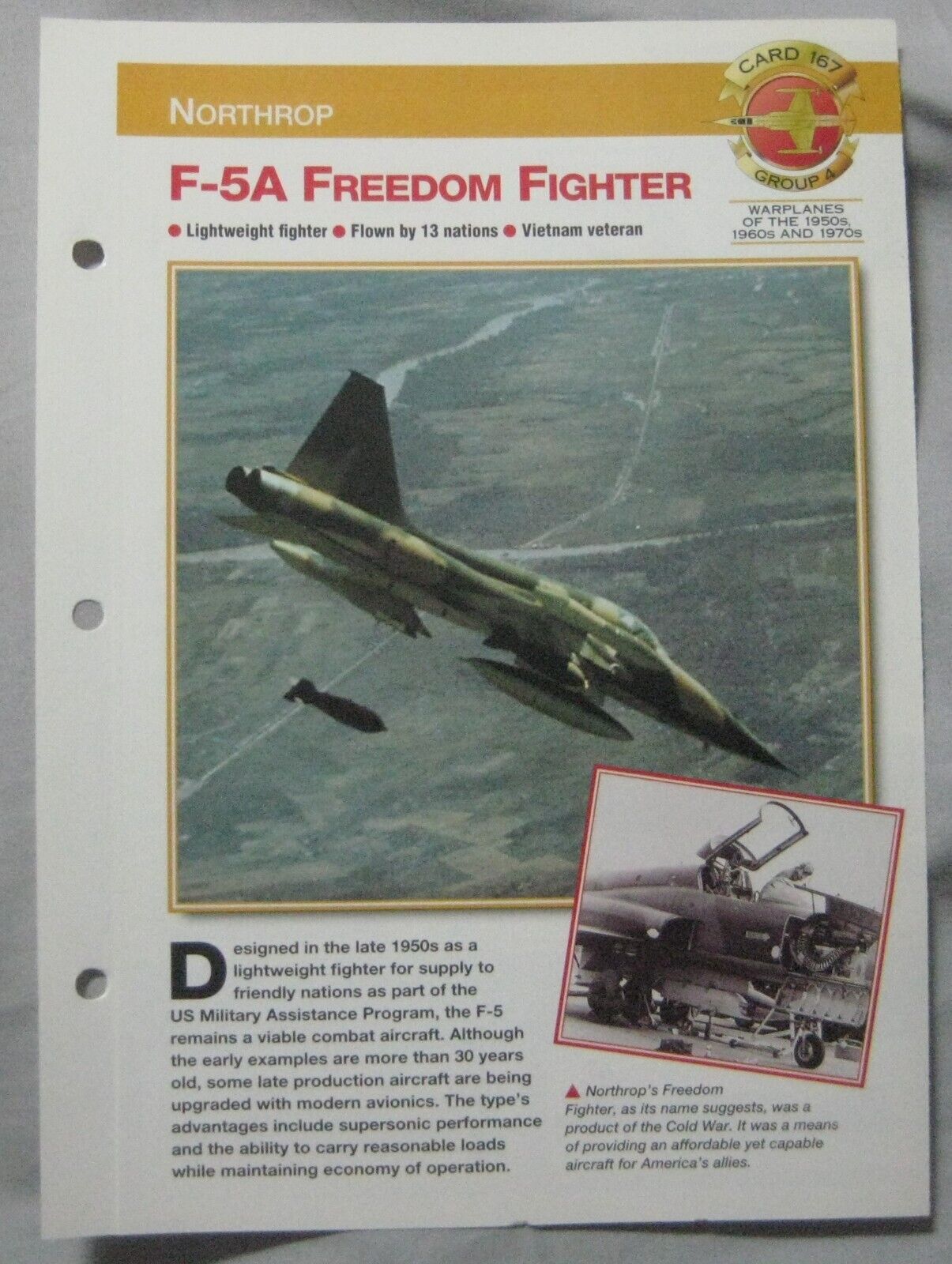 Aircraft of the World Card 167 , Group 4 - Northrop F-5A Freedom Fighter