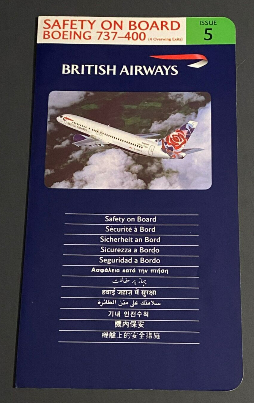 British Airways Boeing 737-400 Safety Card - Issue 5