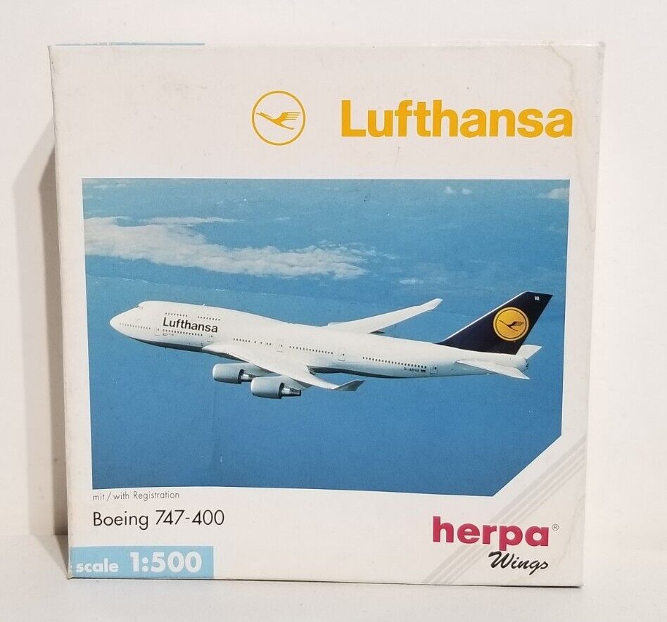 Vintage Lufthansa Herpa Wings Boeing 747-400 MIT Registration 516105 ☆ New ☆