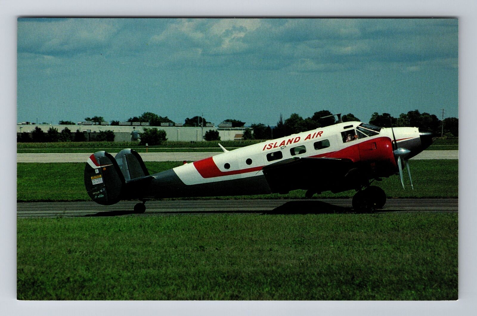 Oshkosh WI-Wisconsin, Island Air Beech 18, Plane Transportation Vintage Postcard
