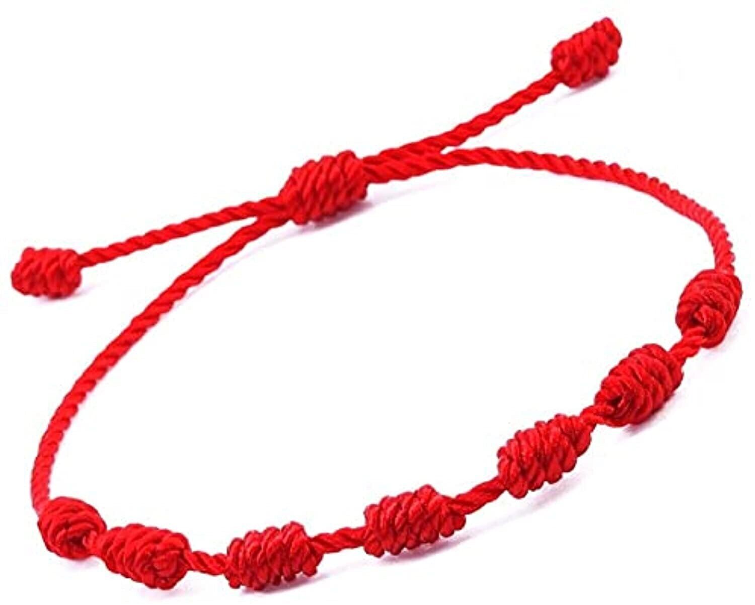 Red 7 Knot Adjustable Bracelet - Protect Yourself from Ill Intentions - Hex &