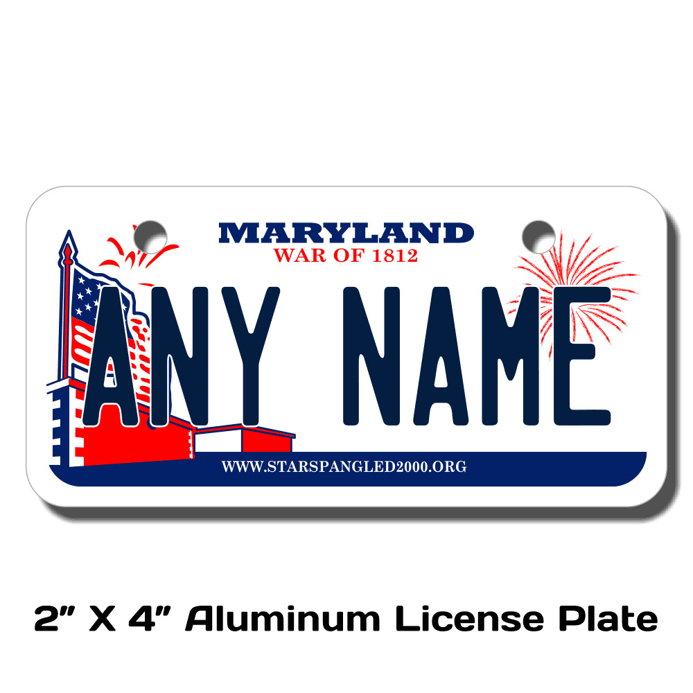 Personalized Maryland License Plate for Bicycles, Kid's Bikes & Cars Ver 2