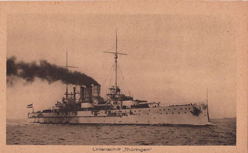 Postcard Ship Linienschiff Thüringen