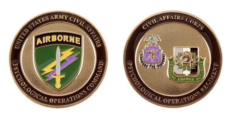ARMY AIRBORNE CIVIL AFFAIRS PSYCHOLOGICAL OPERATIONS PSYOPS  CHALLENGE COIN 