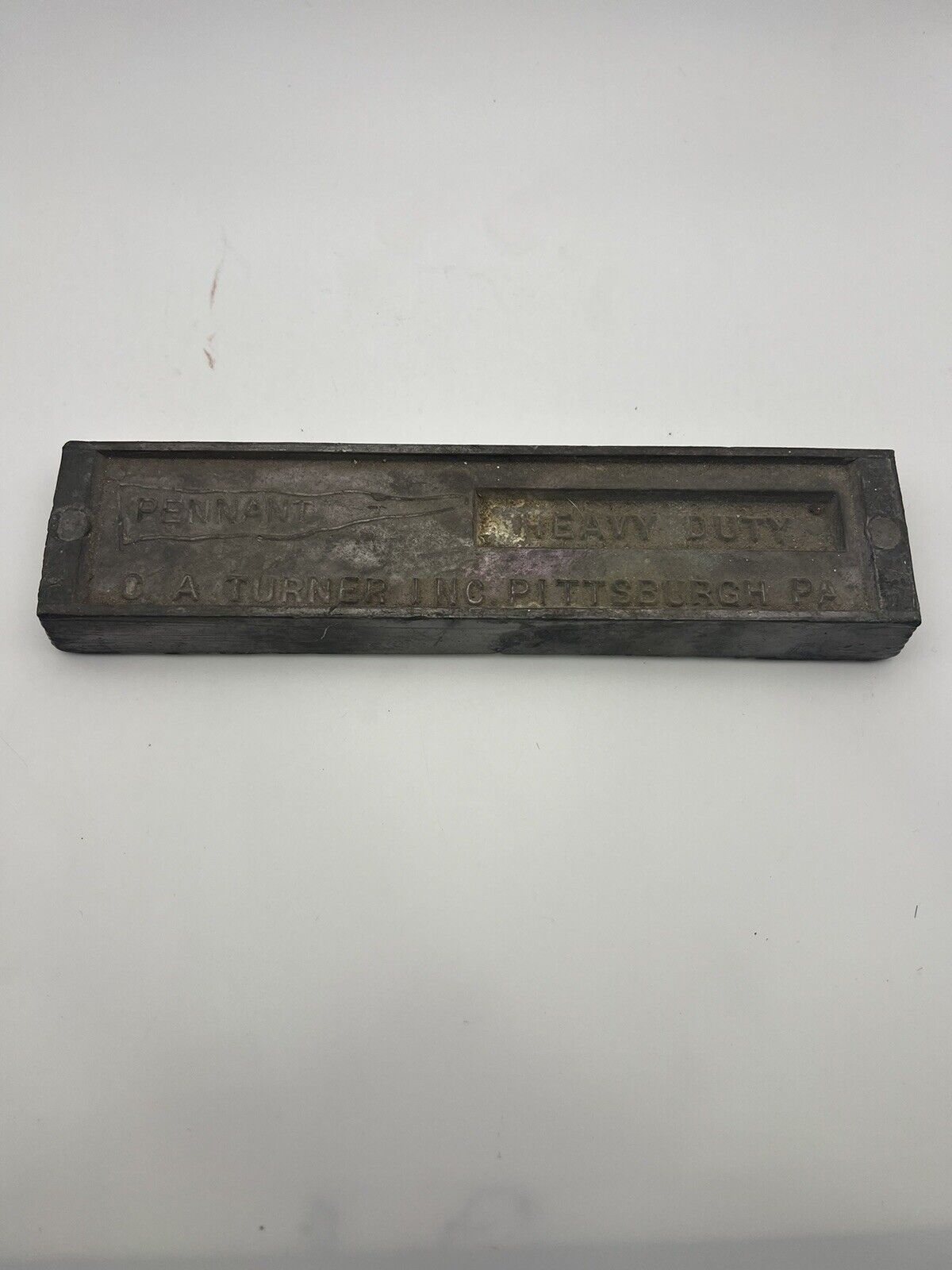 Vintage Lead Bar Paperweight C.A. Turner Inc. Pittsburgh PA 