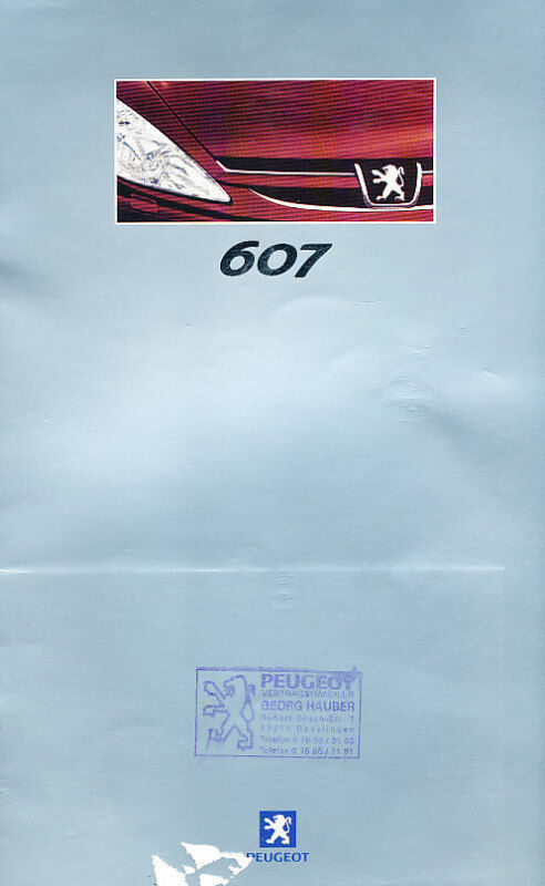 2000 Peugeot 607 German Prospekt Sales Brochure