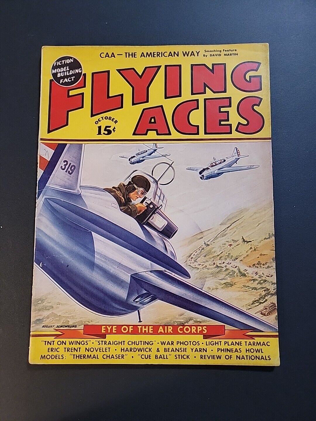 WW2✈️ 1940 OCT FLYING ACES MAGAZINE ILLUSTRATED FRONT COVER