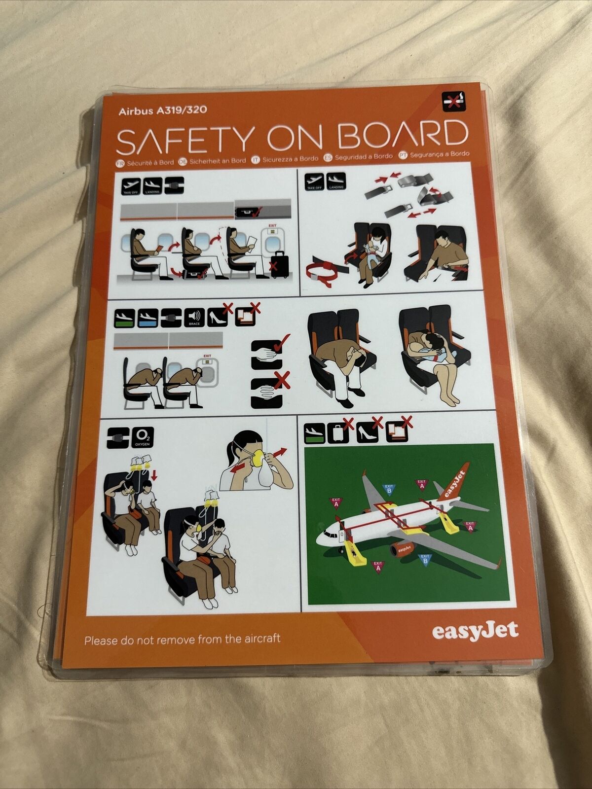 Easyjet airlines Airbus A319 A320 safety card- 2014