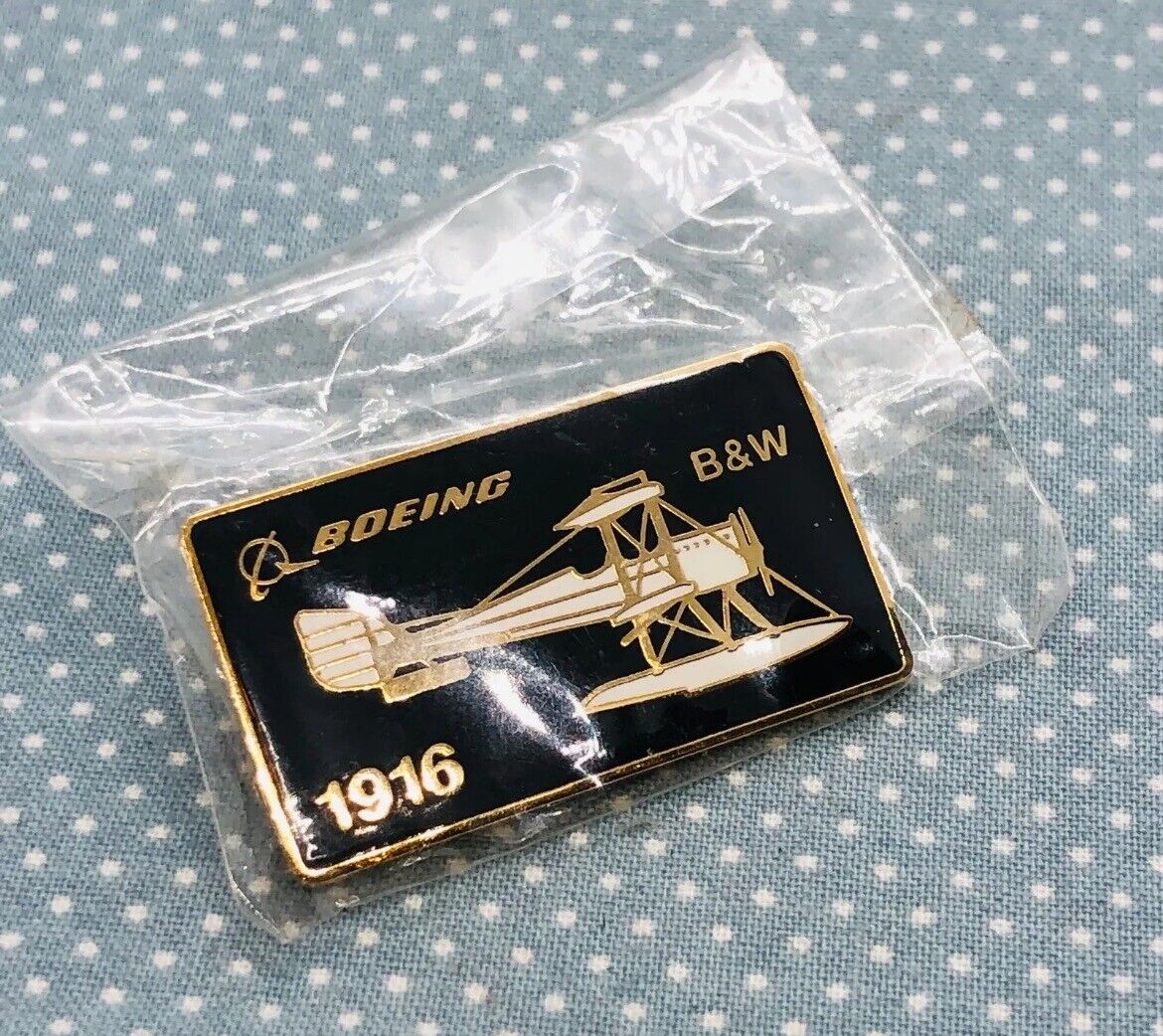 Boeing 1916 B&W Float Plane Enamel Advertising Lapel Pin Sealed