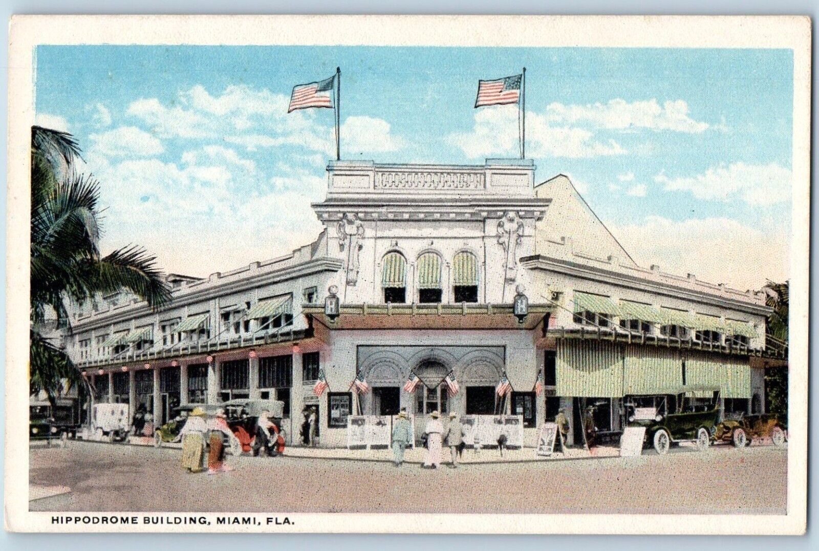 Miami Florida FL Postcard Hippodrome Building c1920 Exterior View Building c1920