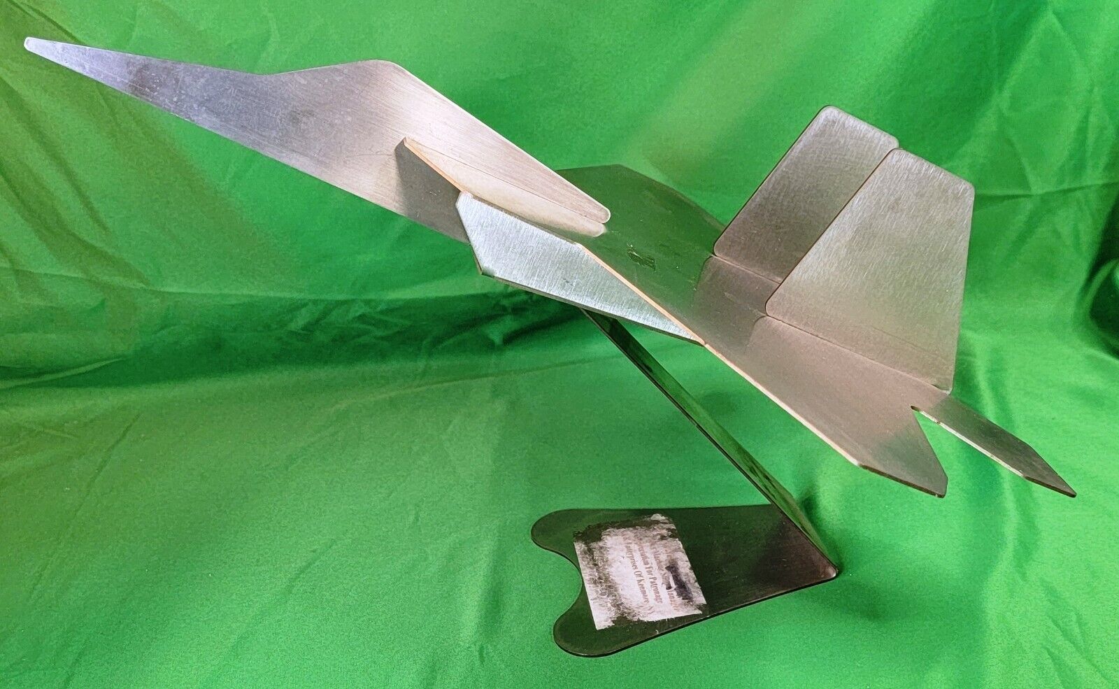 Unique USAF F-22 Raptor Airplane Sculpture Stainless Steel w/ Stand OOAK