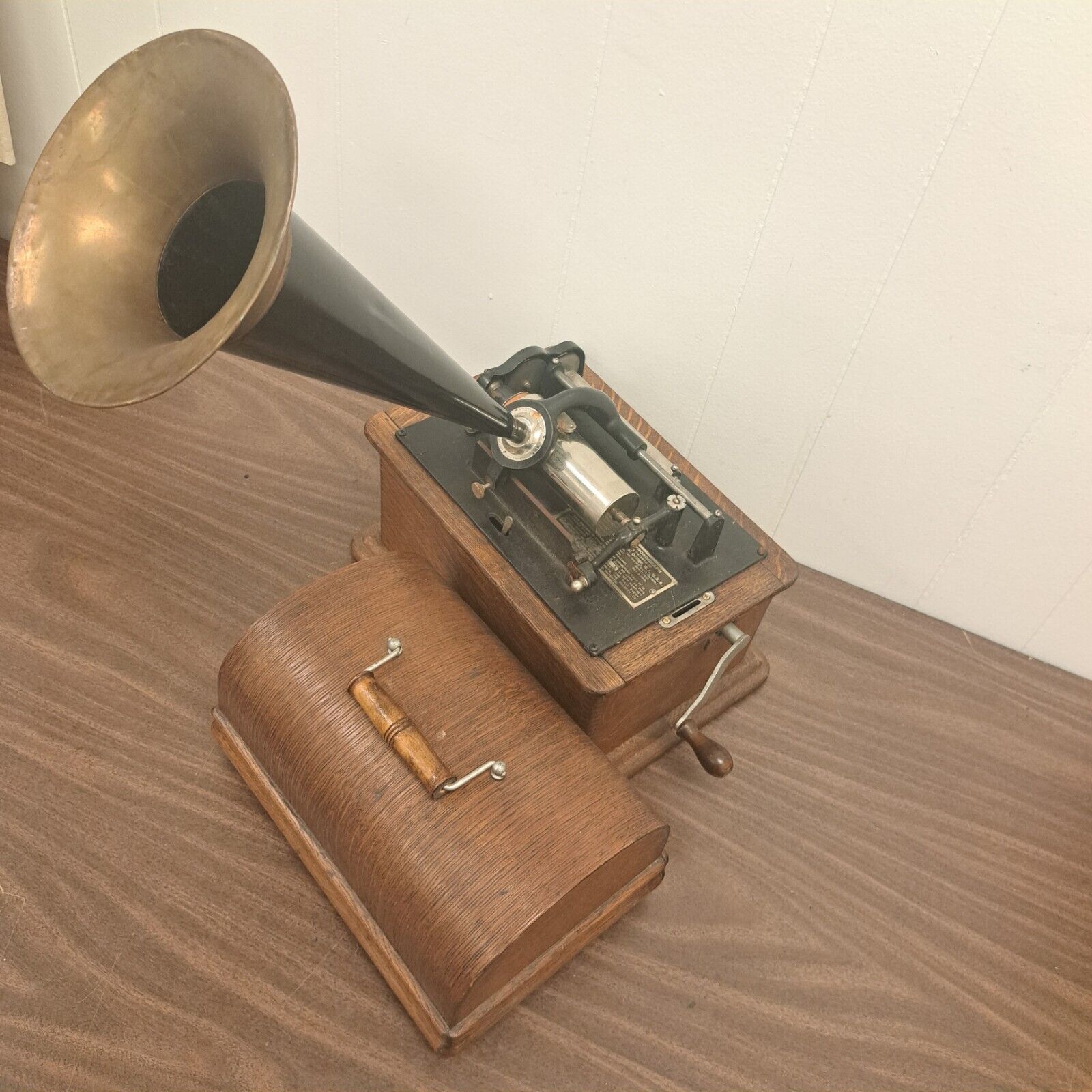 1905 Vintage ORIGINAL EDISON CYLINDER PHONOGRAPH w/  MODEL C HORN Works