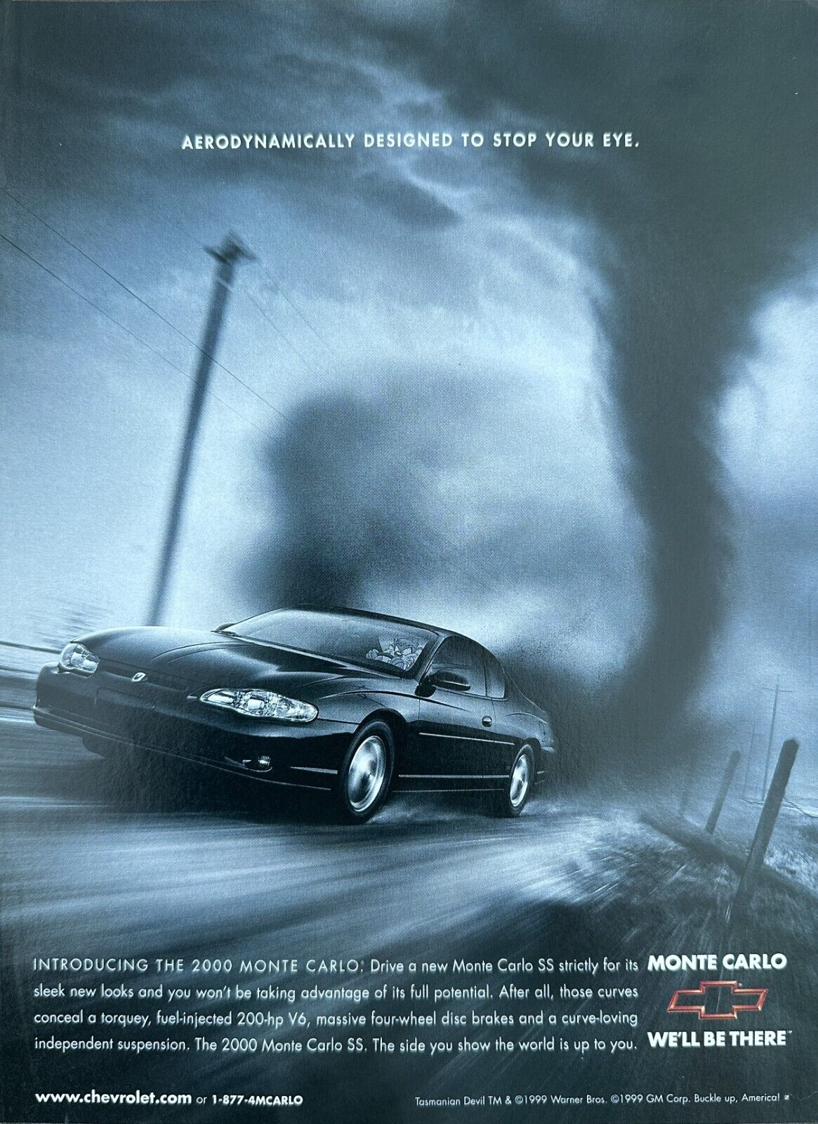 2000 Chevy Monte Carlo SS Original Magazine Advertisement Small Poster