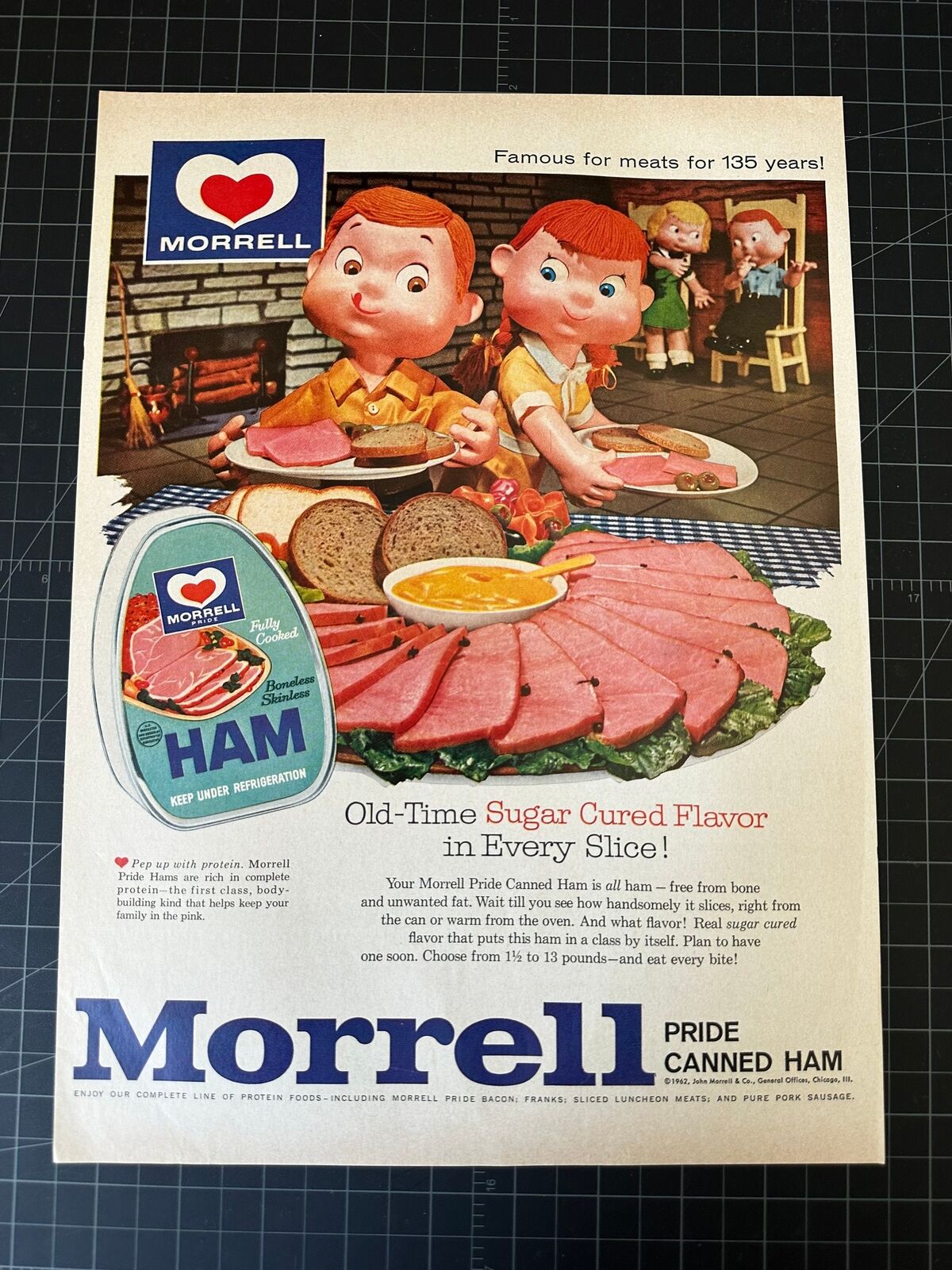 Vintage 1962 Morrell Canned Ham Print Ad