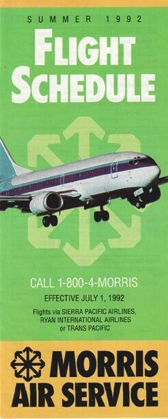 Morris Air timetable 1992/07/01