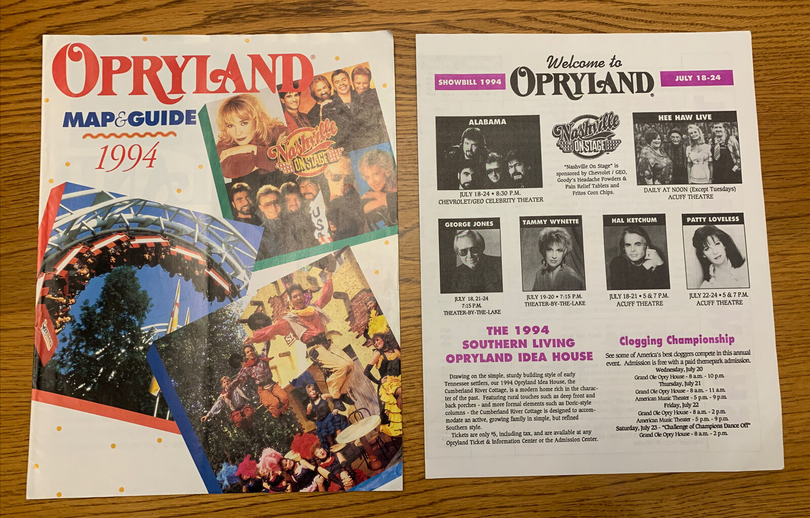 1994 Opryland USA Vintage Theme Park Souvenir Map Guide Nashville TN Magazine