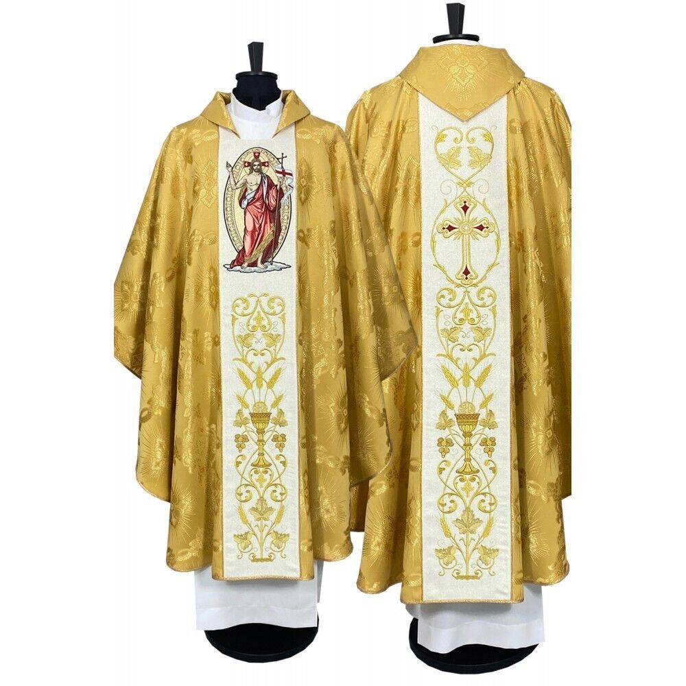 Gold damask CHASUBLE Gothic style vestment, \
