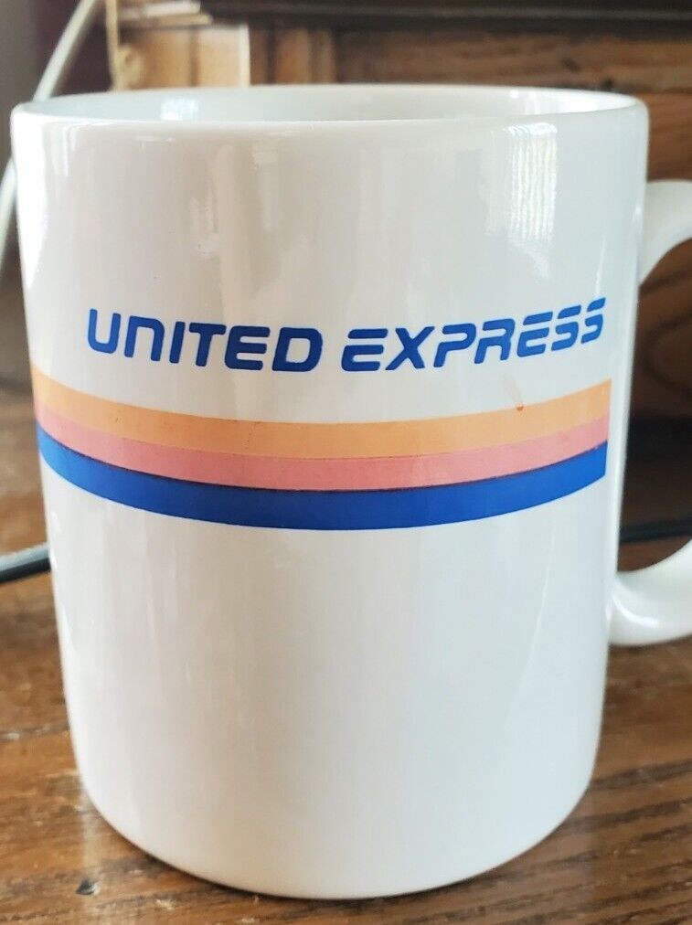 TWO Vintage United Express Airlines White Coffee Cups    ****vintage*****