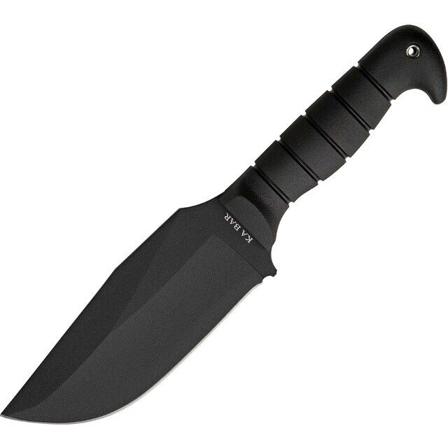 Ka-Bar 1278 Fixed Blade Knife Warthog Black Plain Zytel Leather/Cordura Sheath