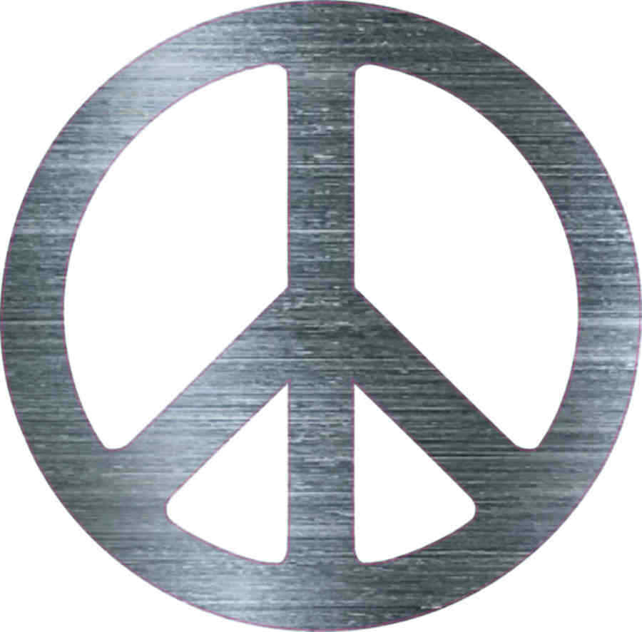 3X3 Gray Simulated Metal Peace Sign Bumper Sticker Vinyl Car Decal Cup Stickers