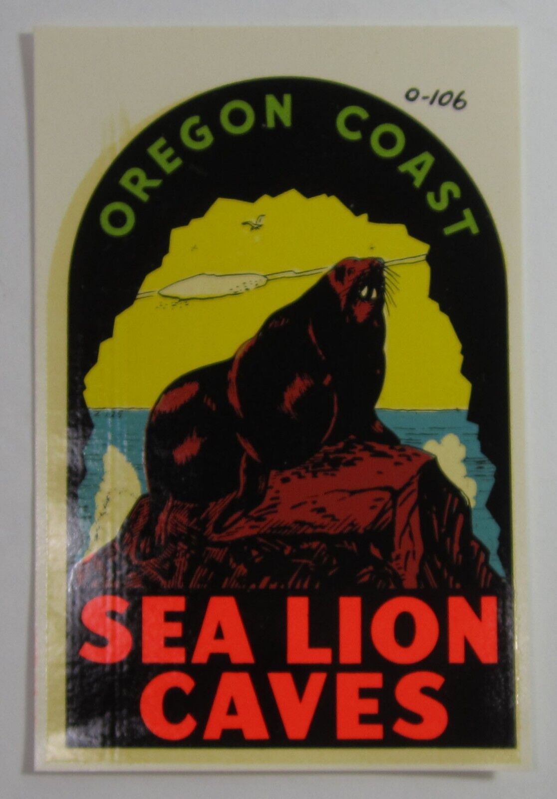 Vtg Automobile Travel Decal Sea Lion Caves OR Coast Lindgren Turner Original Env