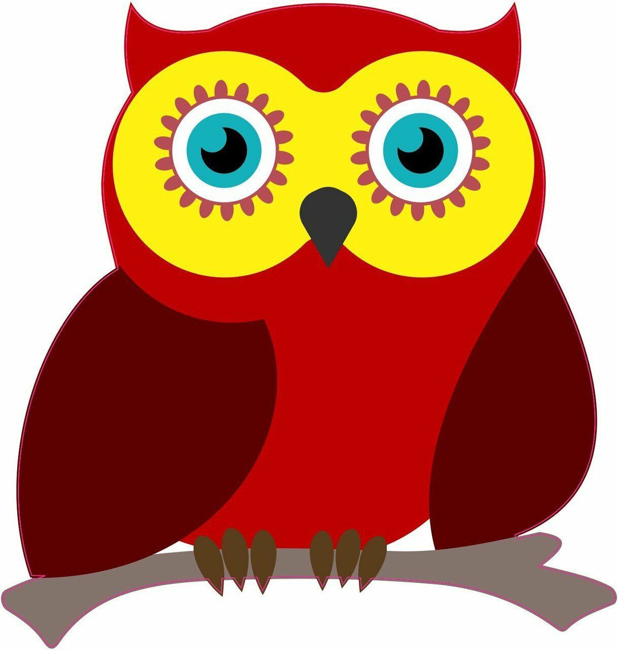 5in x 5in Yellow And Red Owl Window Sticker Decal owls Stickers Decals