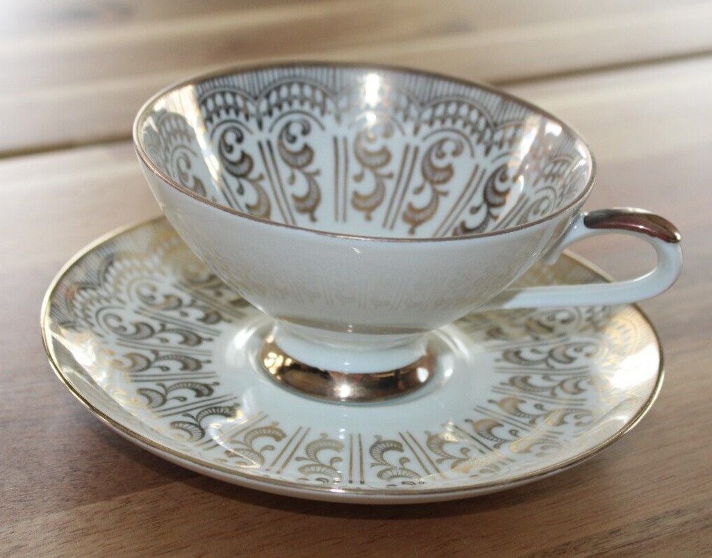 Vintage Bareuther Waldsassen Gold Porcelain Teacup & Saucer