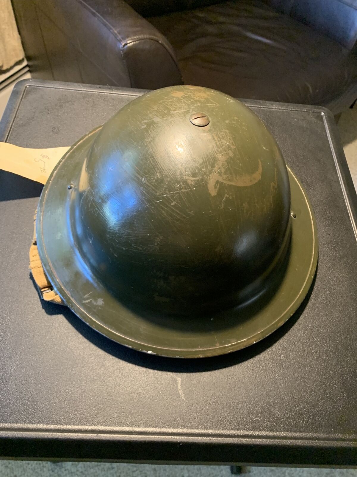 WW11 1942 Canadian Helmet With Original Inside Liner And Chin Strap