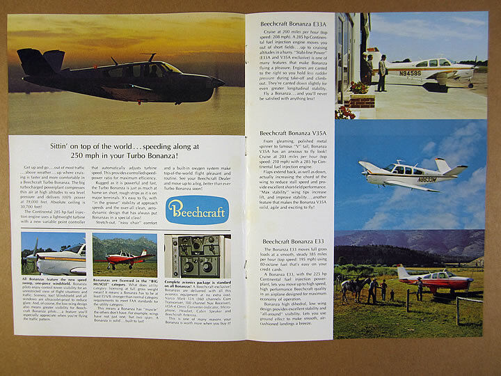 1968 Beechcraft Turbo E33A V35A & E33 Bonanza airplanes photos vintage print Ad