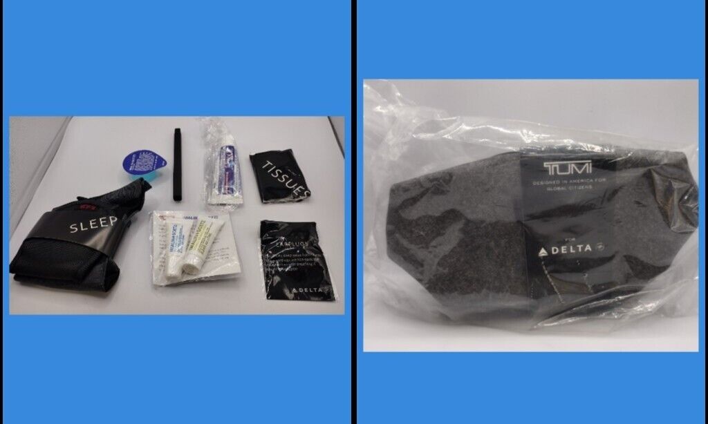 Delta Travel Toiletry Amenity Kit Black Soft Case Stocking Stuffer TUMI 
