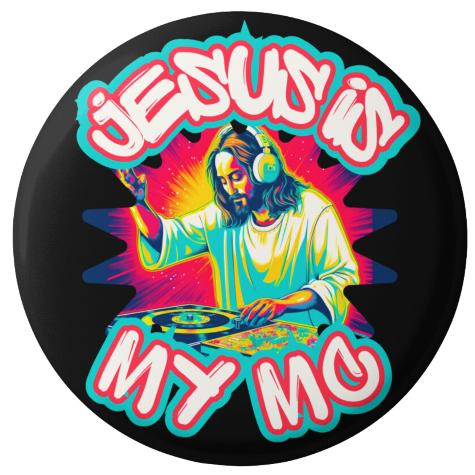 Jesus is my MC Graffiti Christian Worship 2 inch Pin Button For Men + Women