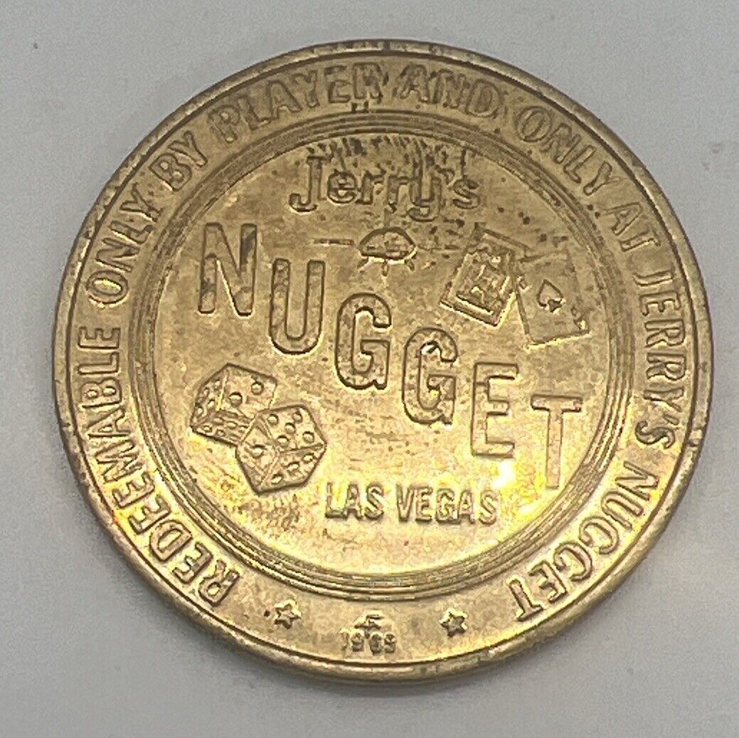 Jerry’s Nugget Casino $1 Token Las Vegas NV Nevada Franklin Mint Brass 1965