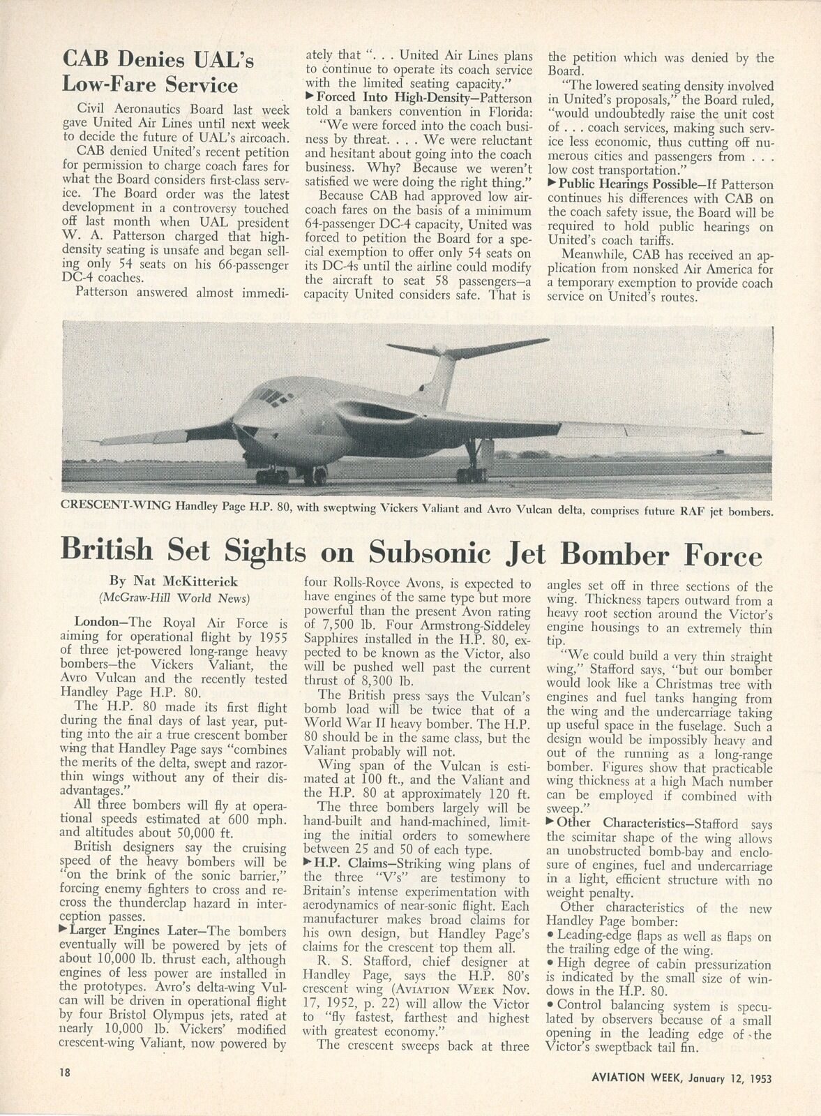 1953 Aviation Article Royal Air Force using Handley Page H.P. 80 Subsonic Bomber