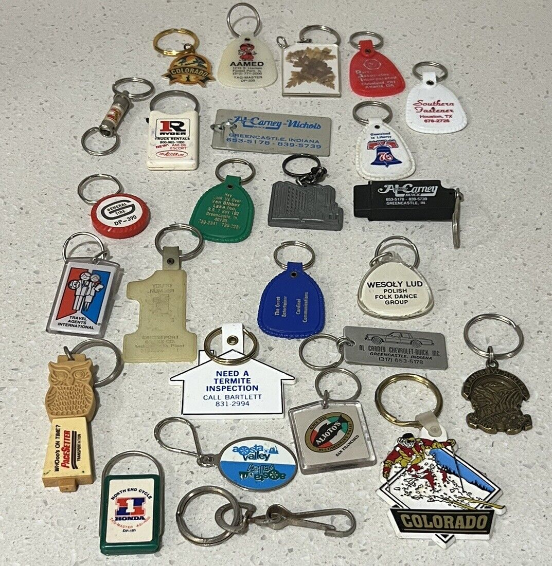 Keys Chains Lot 25 Advertising Souvenirs Characters Mixed Vintage Unique Novelty