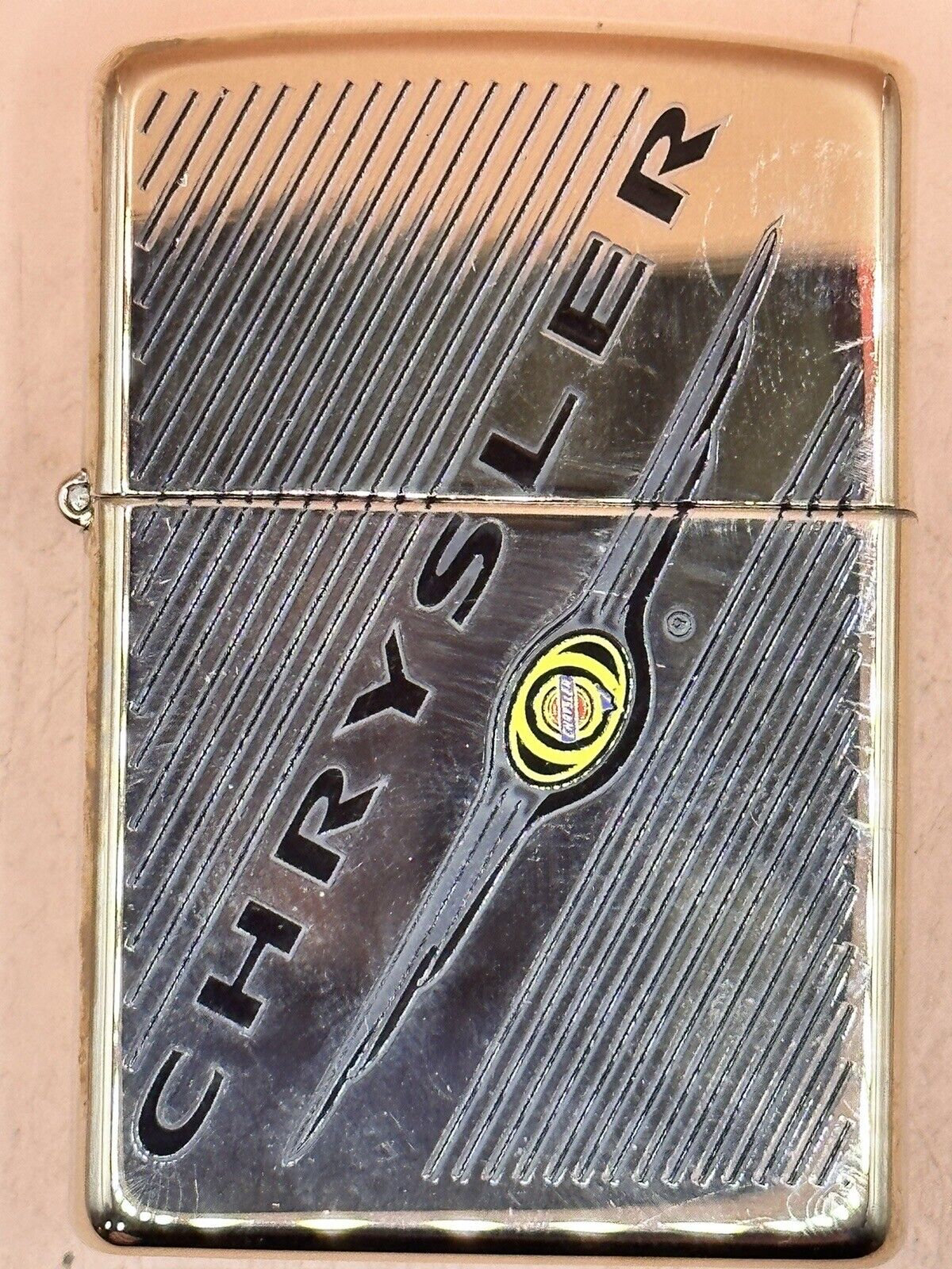 Vintage 2004 Chrysler Logo High Polish Gold Toned Zippo Lighter NEW