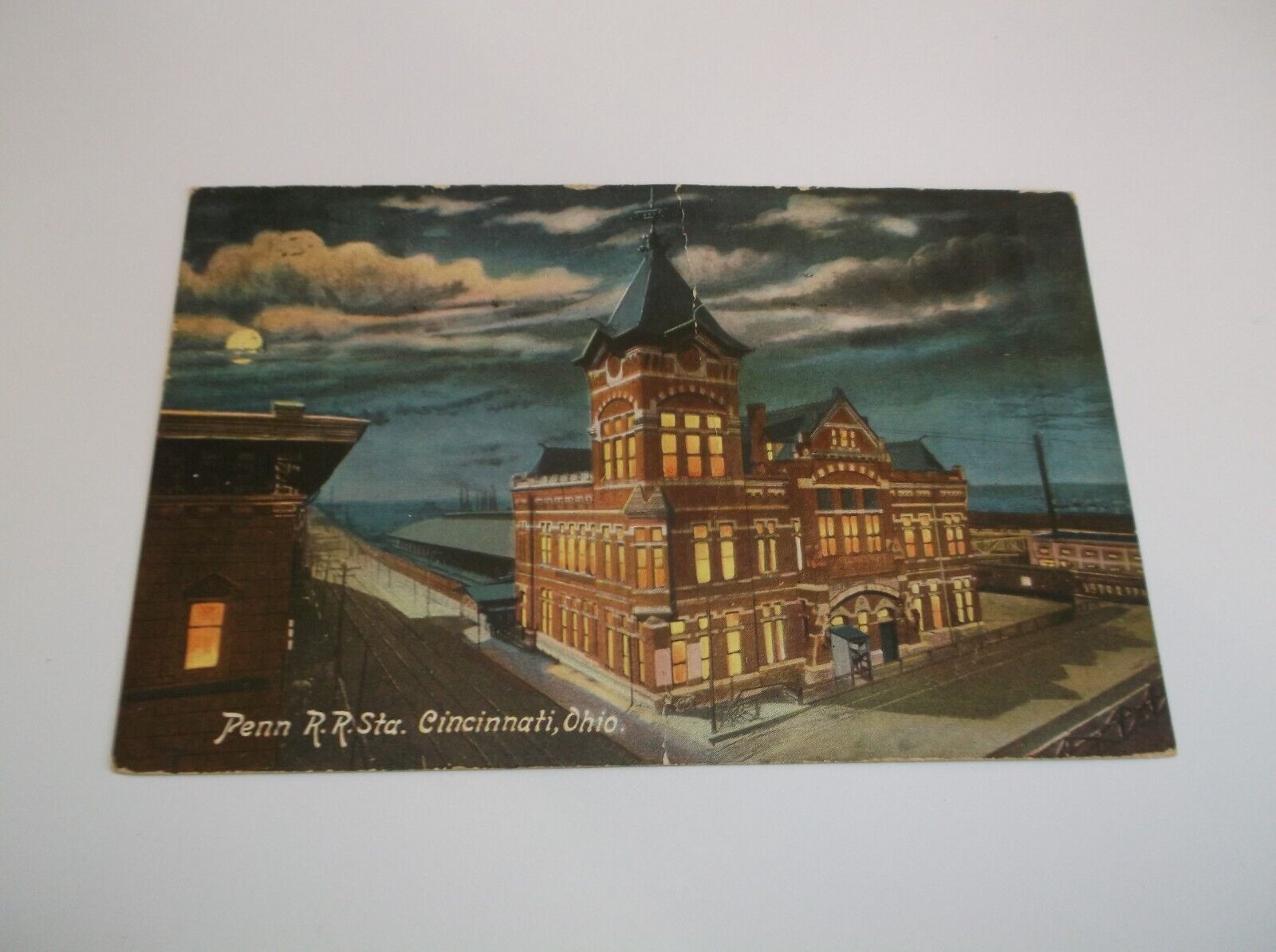 1908 PRR PENNSYLVANIA RAILROAD CINCINNATI OHIO STATION USED POST CARD
