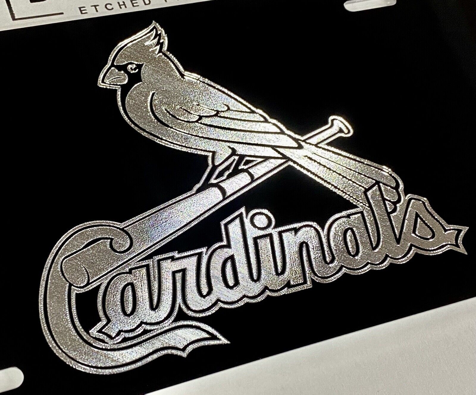 Engraved St. Louis Cardinals Fan Car Tag Diamond Etched Vanity License Plate