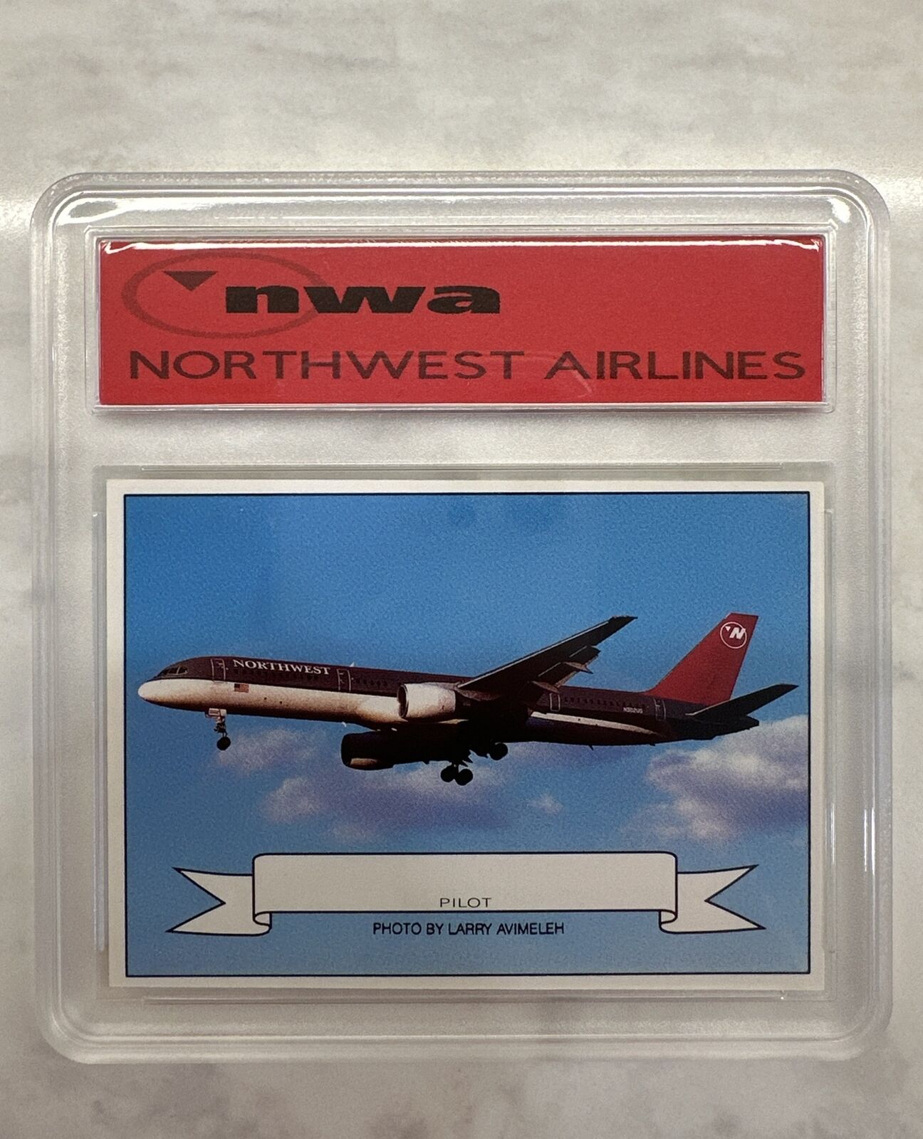 NORTHWEST AIRLINES PILOT TRADING CARD 1990s BOEING 757 RARE HARD CASE MINT