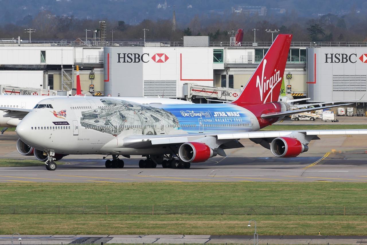 Virgin Atlantic Star Wars Boeing 747-400 G-VLIP colour photograph