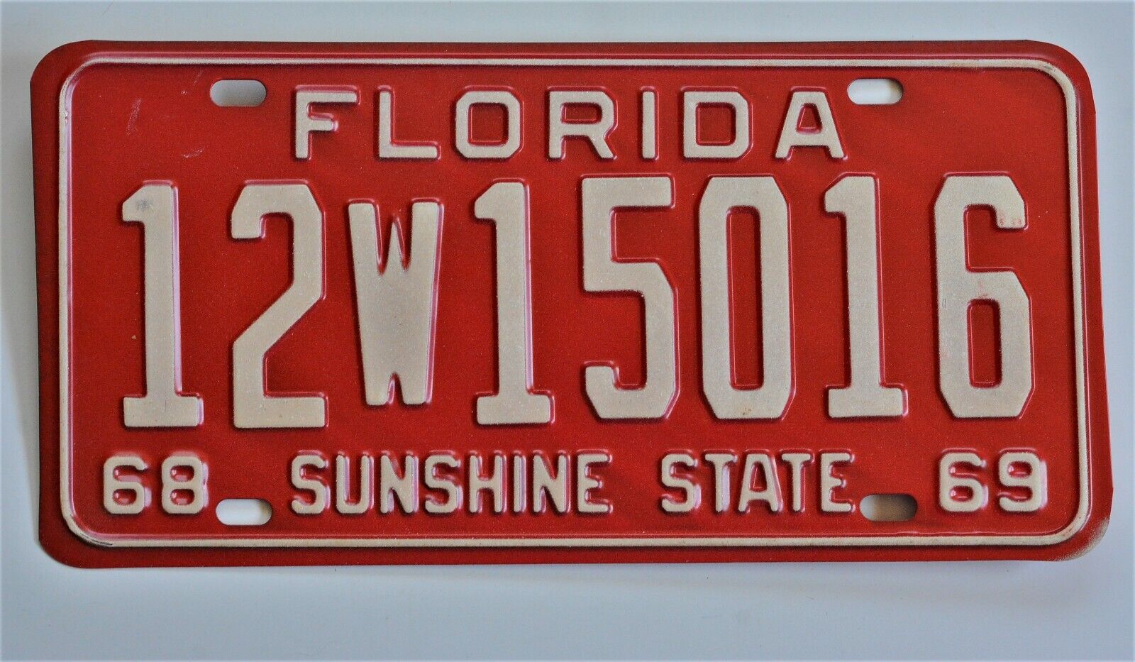 1968 Florida License Plate 12W15016