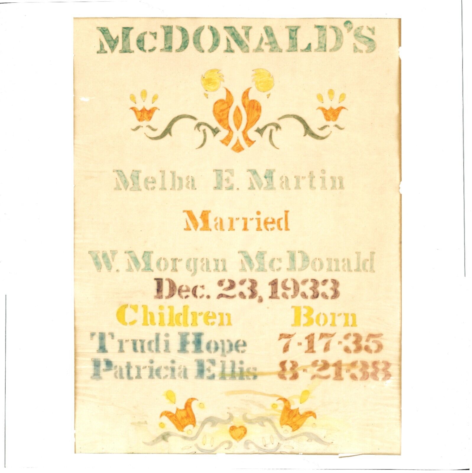 Family Register NC McDonald Martin