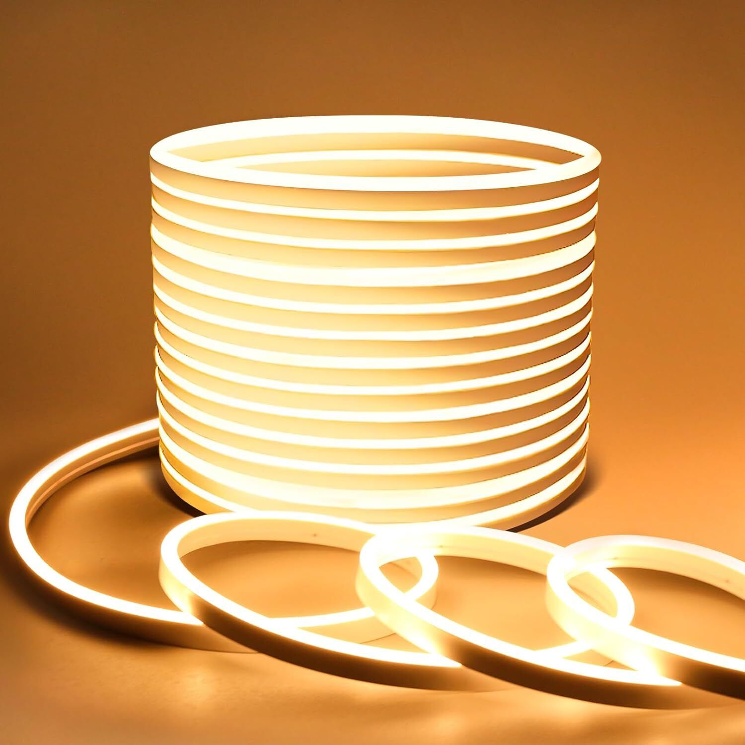 Outdoor Neon Rope Lights, 49.2ft Warm White IP65 Waterproof Dimmable Led Strip