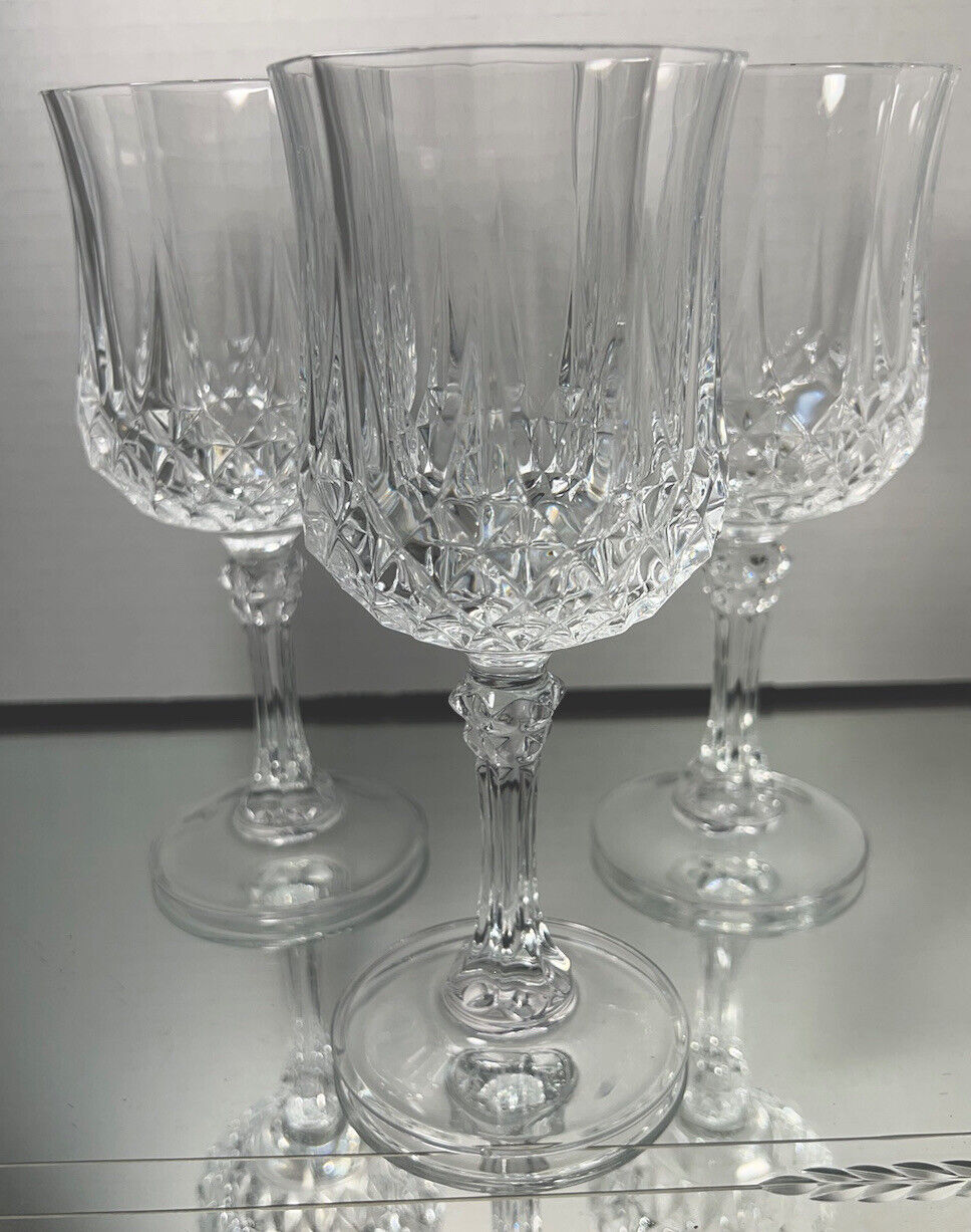 Vintage Cristal d’Arques Longchamp Wine Glasses S/3